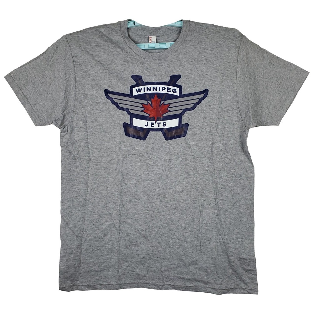 Winnipeg Jets‎ Large Shirt Team Logo Art Gray New